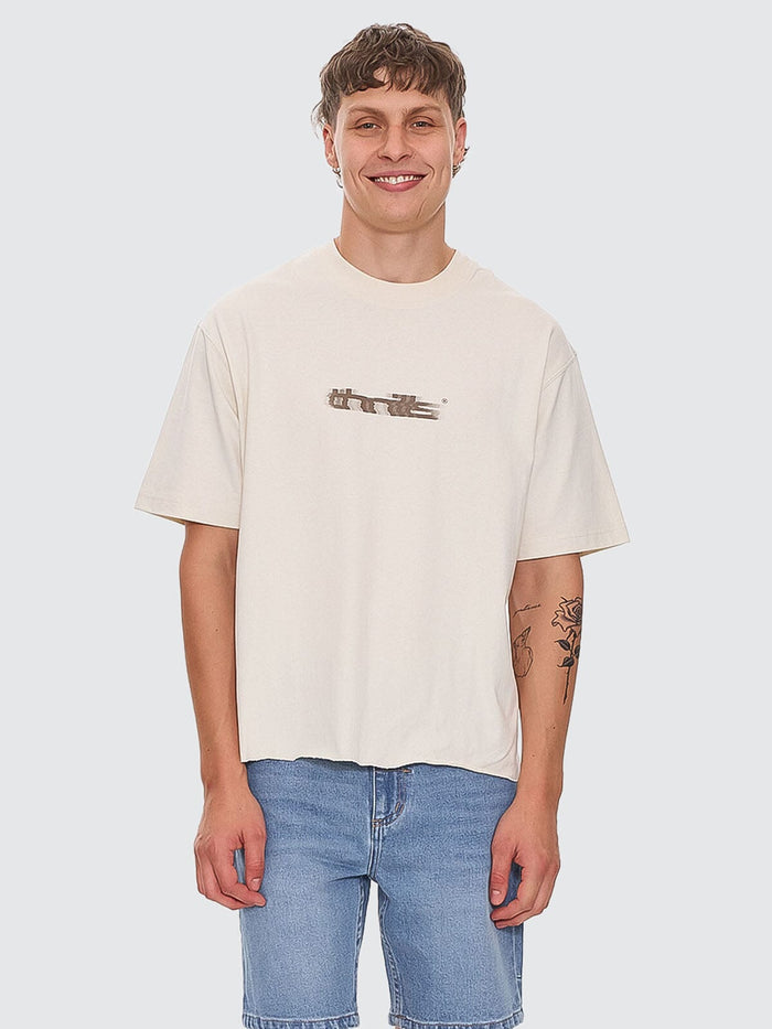 Metamorphic Daze Box Fit Oversize Short Raw Hem Tee - Heritage White XS