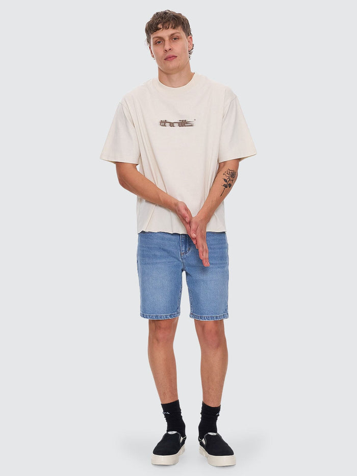 Metamorphic Daze Box Fit Oversize Short Raw Hem Tee - Heritage White XS