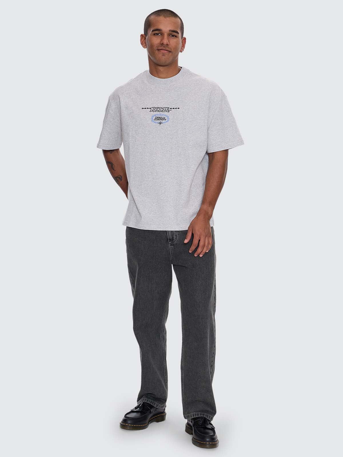 Infinite Dopamine Box Fit Oversize Tee - Snow Marle XS