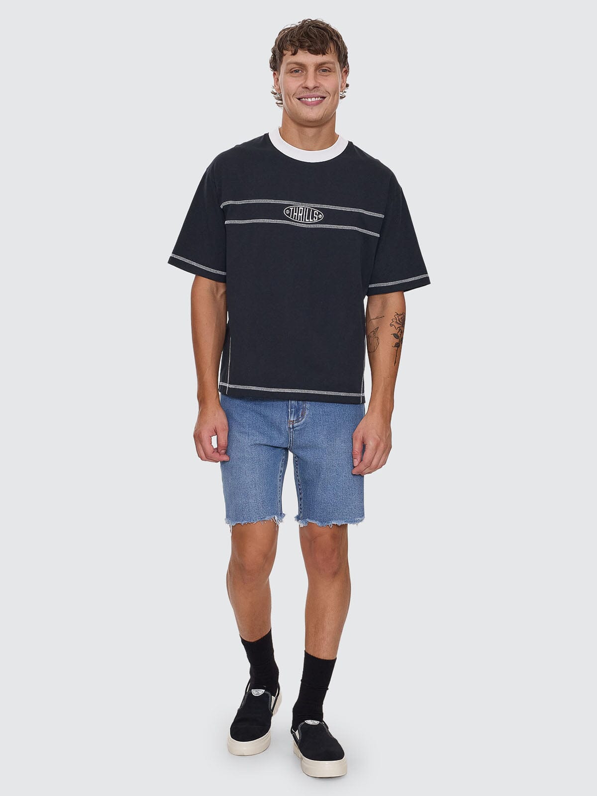 Consequence Box Fit Cropped Tee - Washed Black