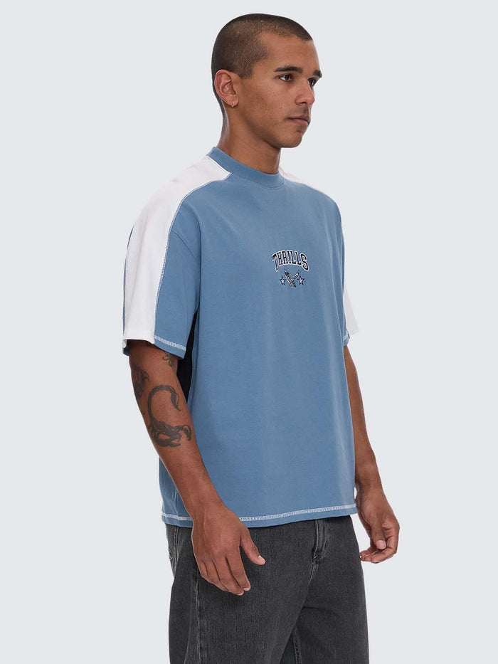 Campus Embro Box Fit Oversize Panel Tee - Smog XS