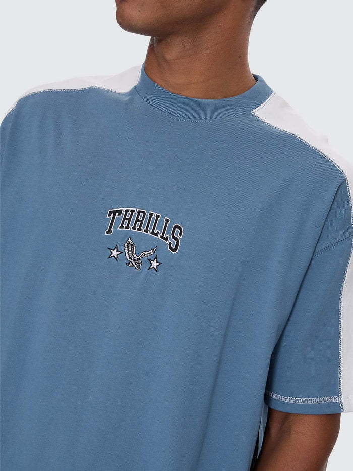 Campus Embro Box Fit Oversize Panel Tee - Smog XS