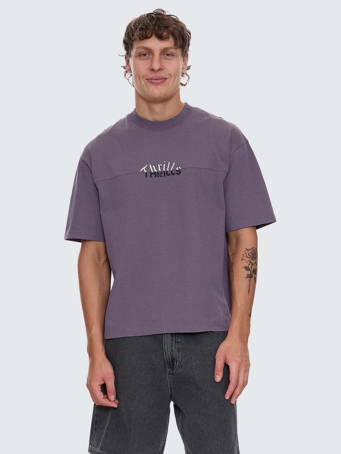 Used And Fused Box Fit Oversize Short Tee - Purple Ash XS