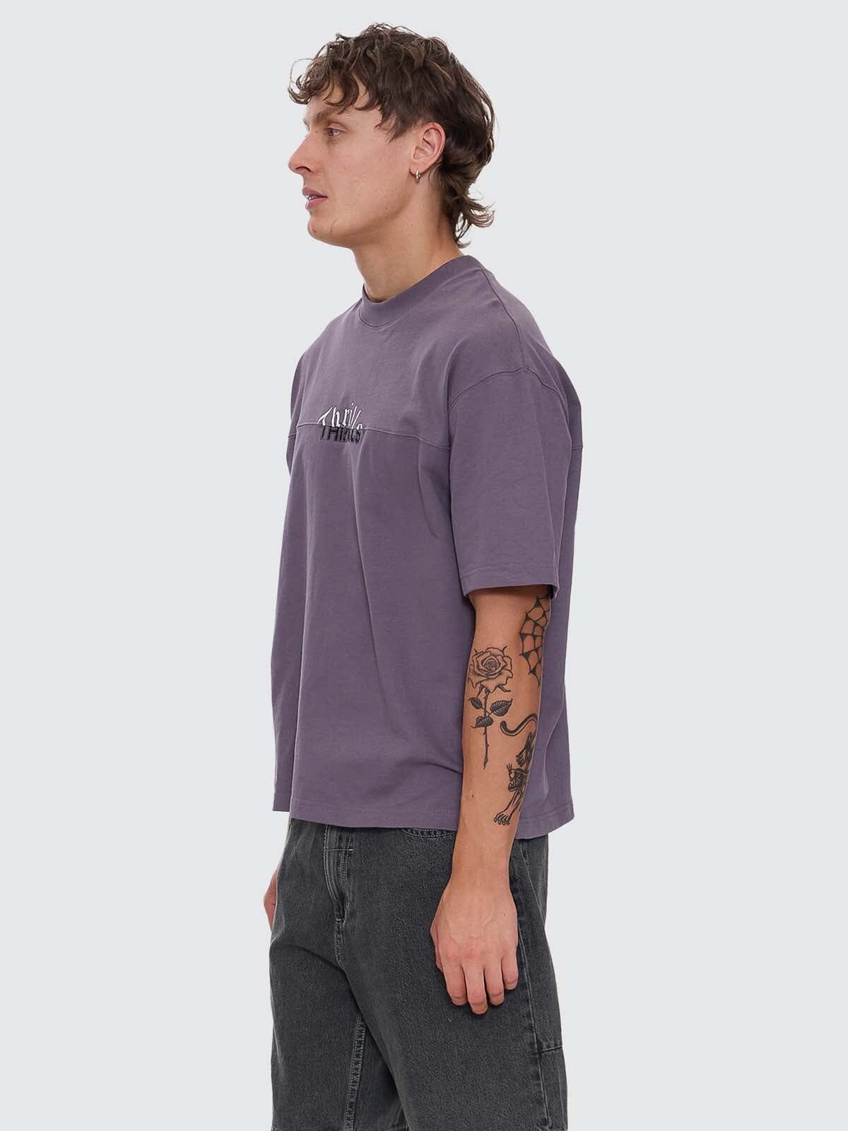 Used And Fused Box Fit Oversize Short Tee - Purple Ash XS
