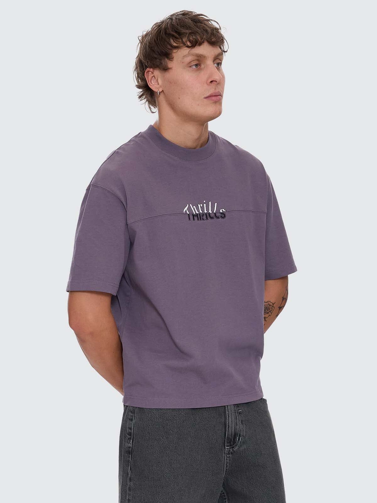 Used And Fused Box Fit Oversize Short Tee - Purple Ash XS