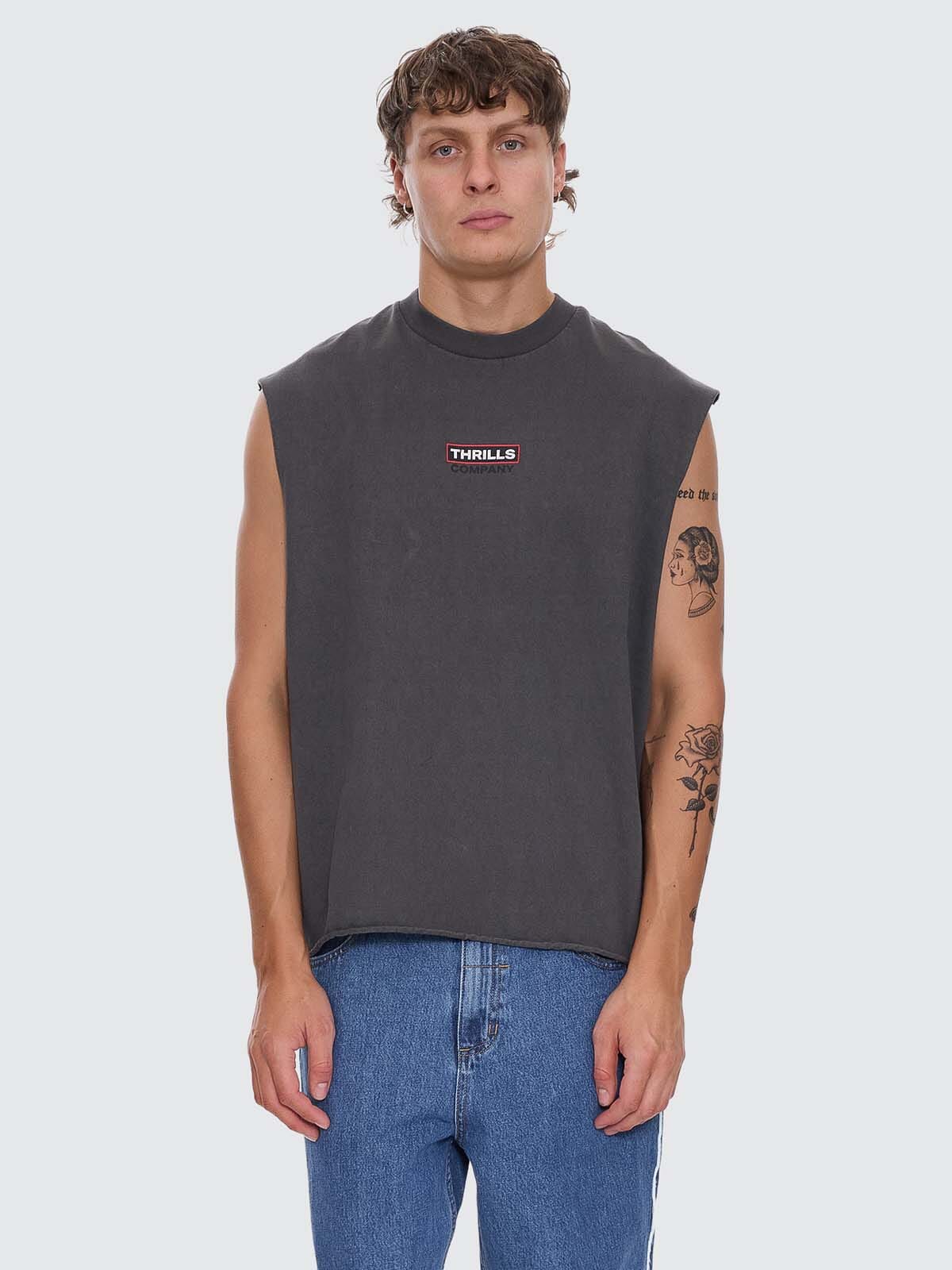 Stinger Box Fit Oversize Cropped Muscle Tee - Merch Black XS
