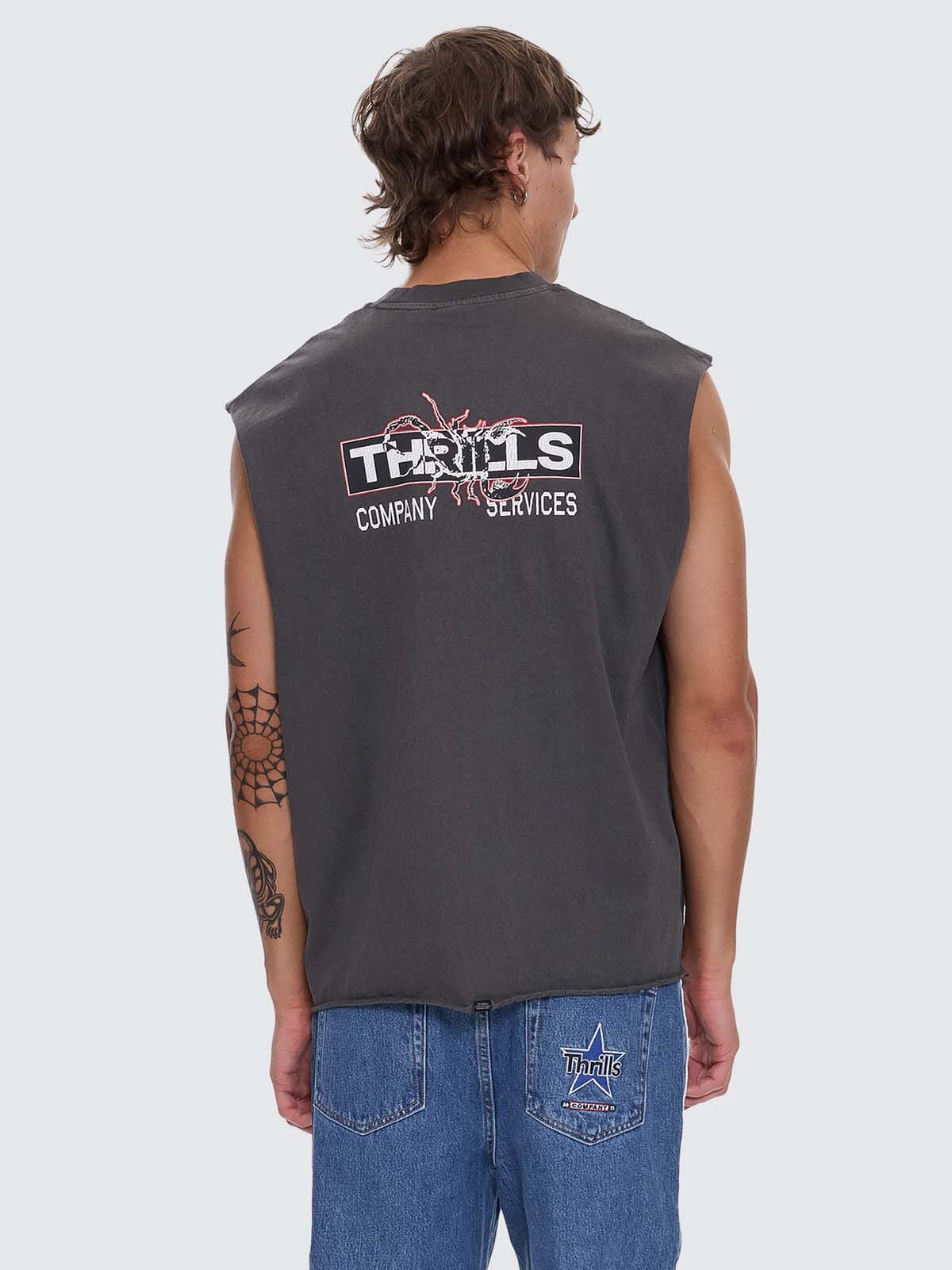 Stinger Box Fit Oversize Cropped Muscle Tee - Merch Black XS