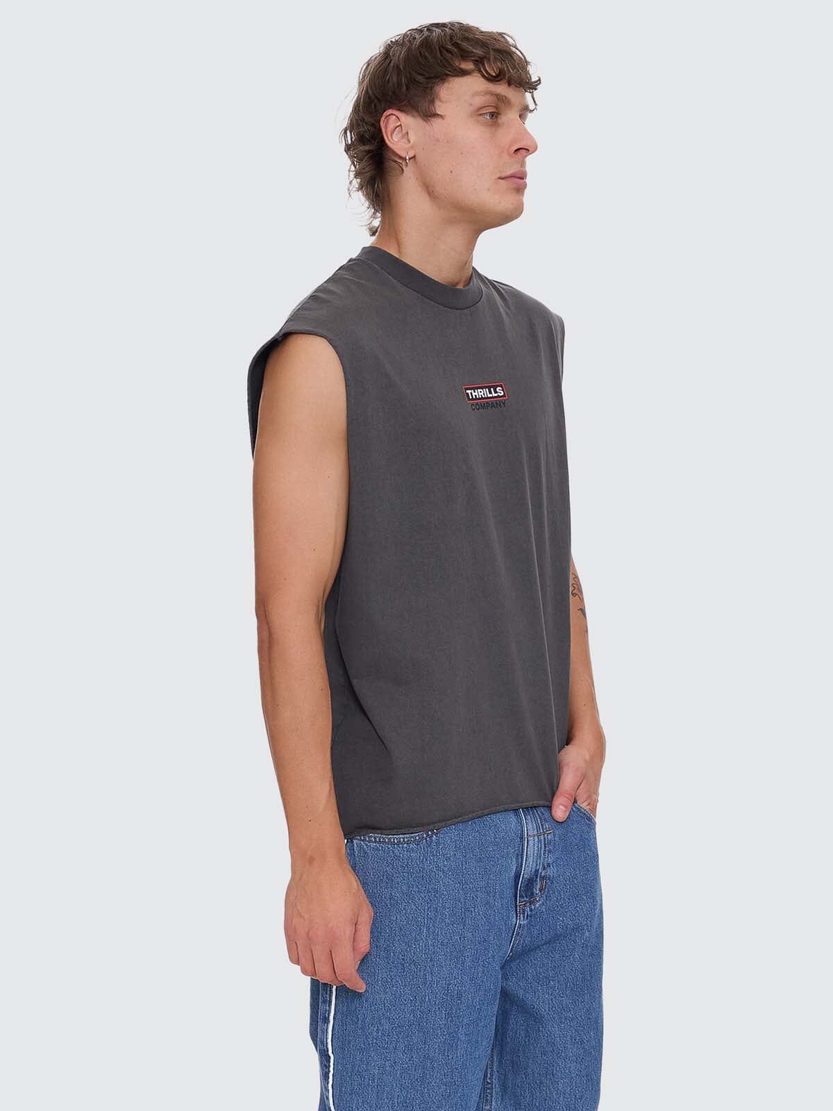 Stinger Box Fit Oversize Cropped Muscle Tee - Merch Black XS