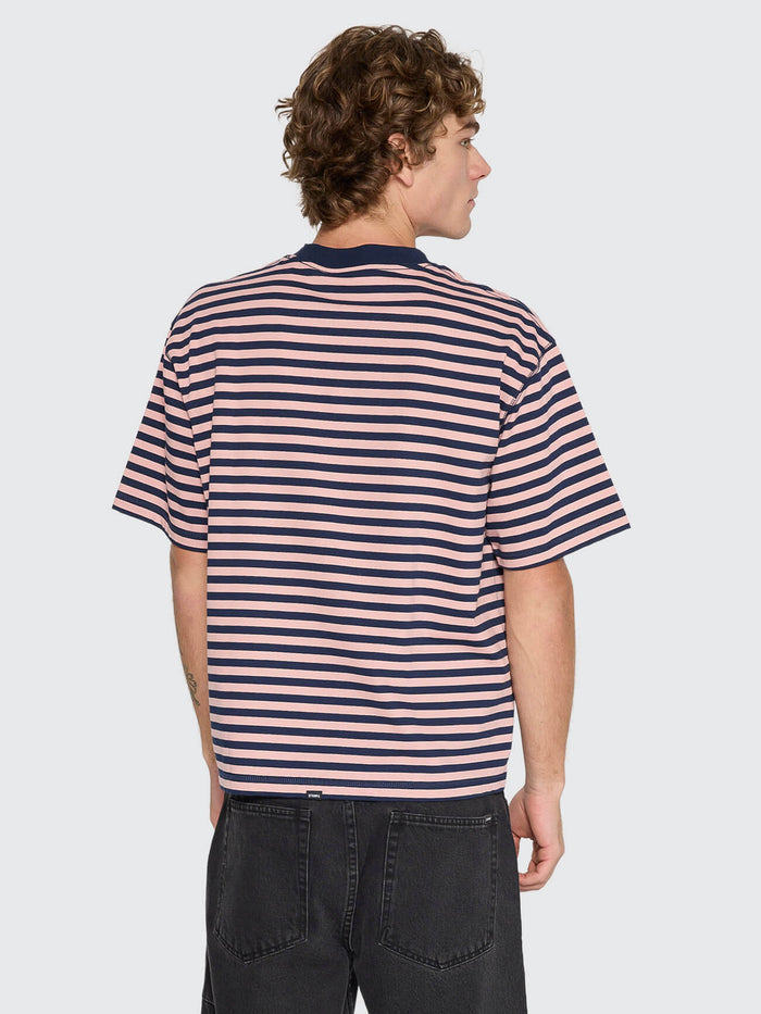 Echoes Stripe Box Fit Oversize Cropped Tee - Navy Stripe XS