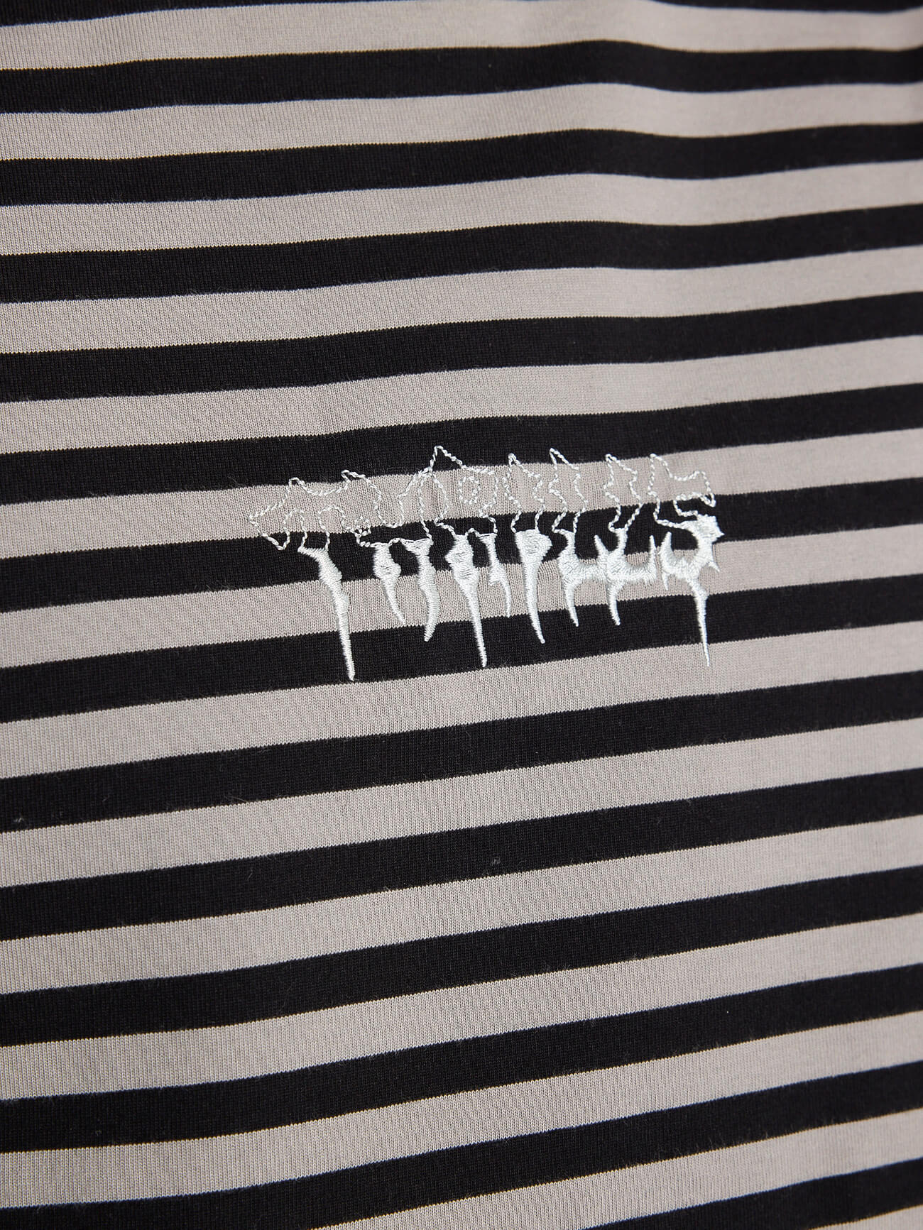 Shattered Stripe Box Fit Oversize Cropped Tee - Grey Stripe XS