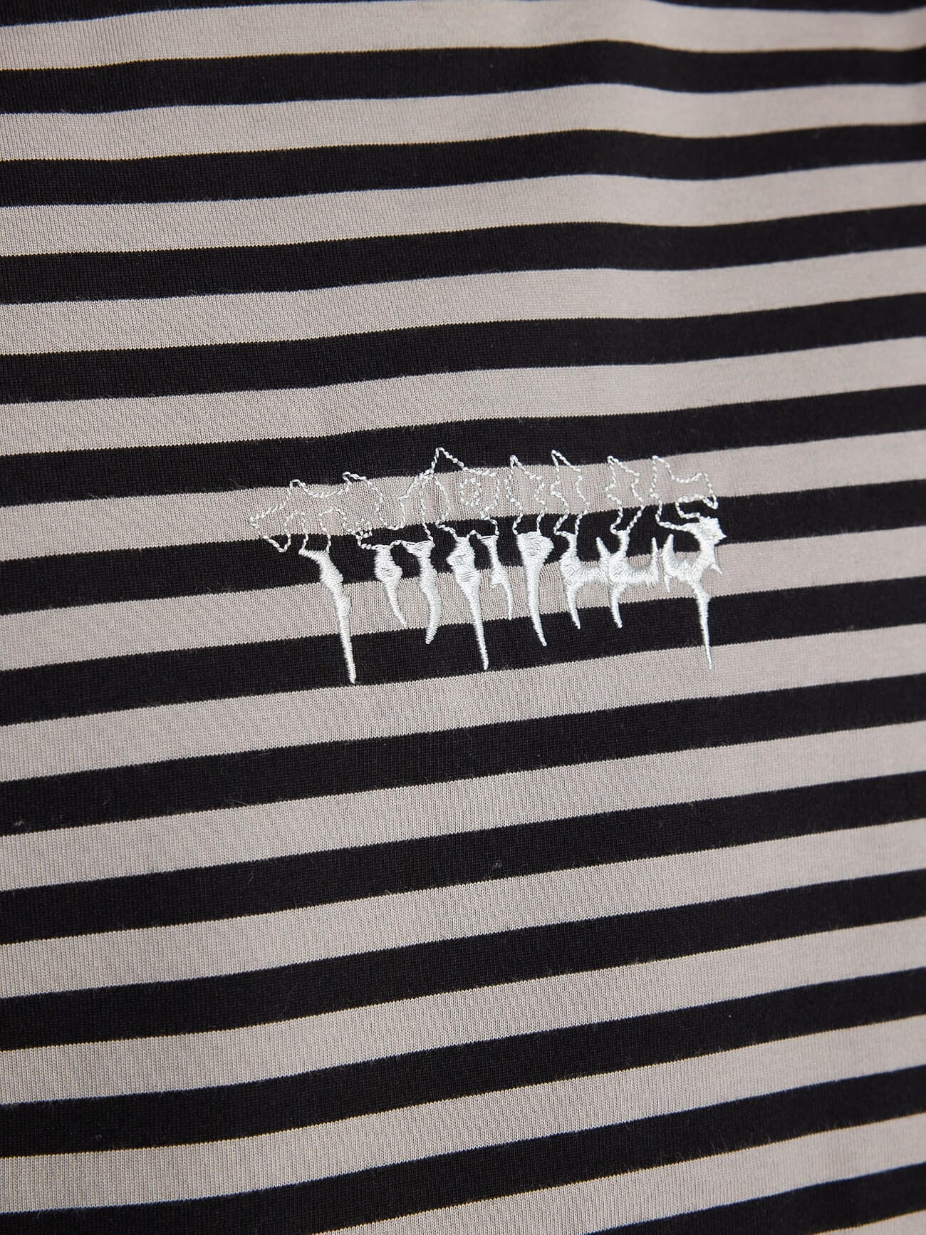 Shattered Stripe Box Fit Oversize Cropped Tee - Grey Stripe XS