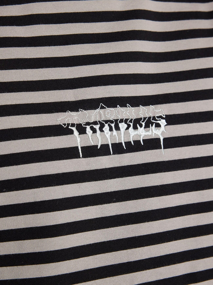 Shattered Stripe Box Fit Oversize Cropped Tee - Grey Stripe XS