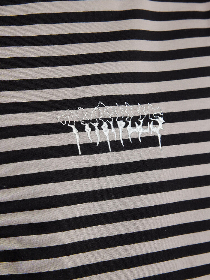 Shattered Stripe Box Fit Oversize Cropped Tee - Grey Stripe XS