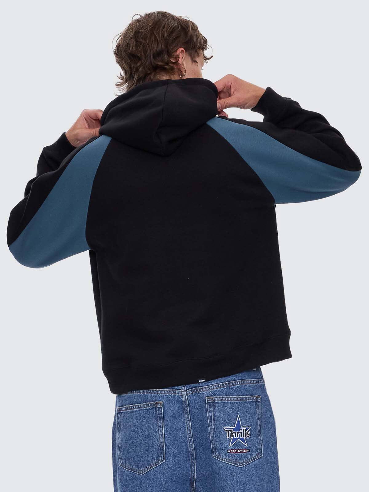 Subside Embro Box Fit Cropped Raglan Hood - Washed Black XS