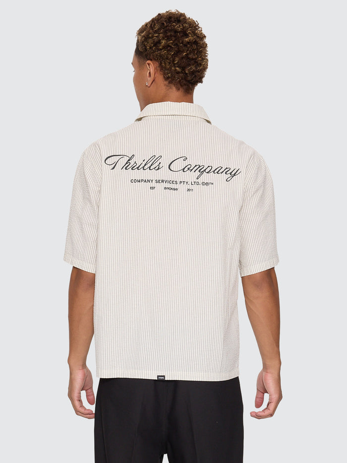 Visions Box Crop Short Sleeve Shirt - Heritage White Stripe