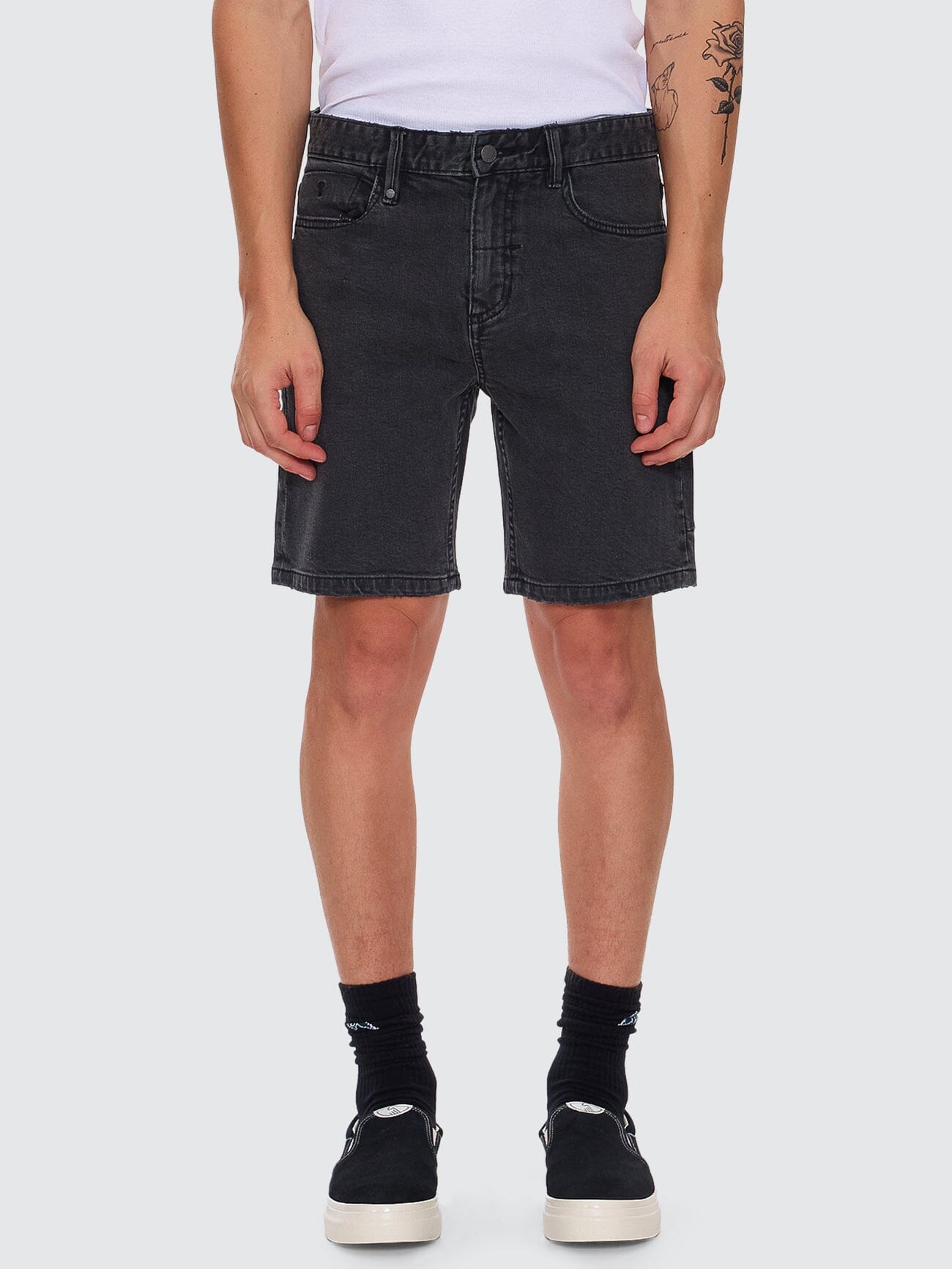 Bones Hemmed Denim Short - Ash Black 26