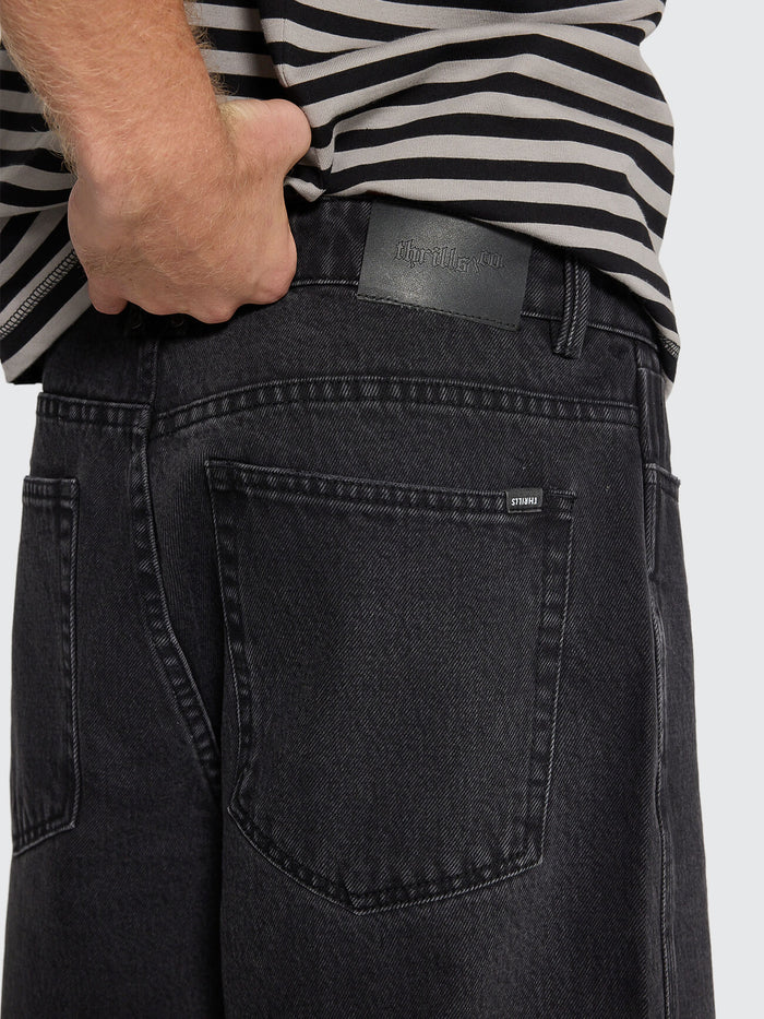 Mid Slacker Relaxed Denim Short - Aged Black 26