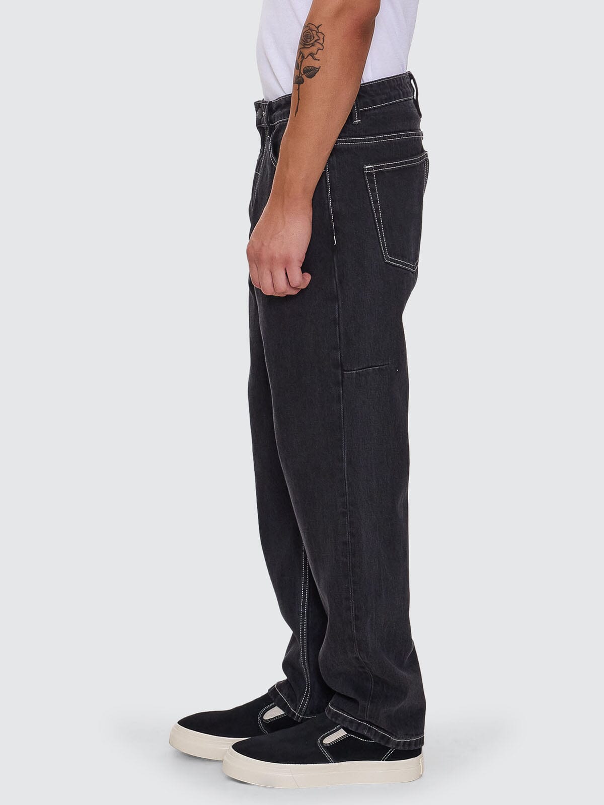 Double Time Slacker Relaxed Denim Jean - Aged Black