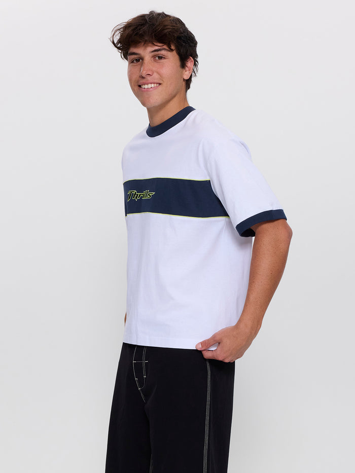 Outcast Panel Oversize Box Crop Tee - White XXS