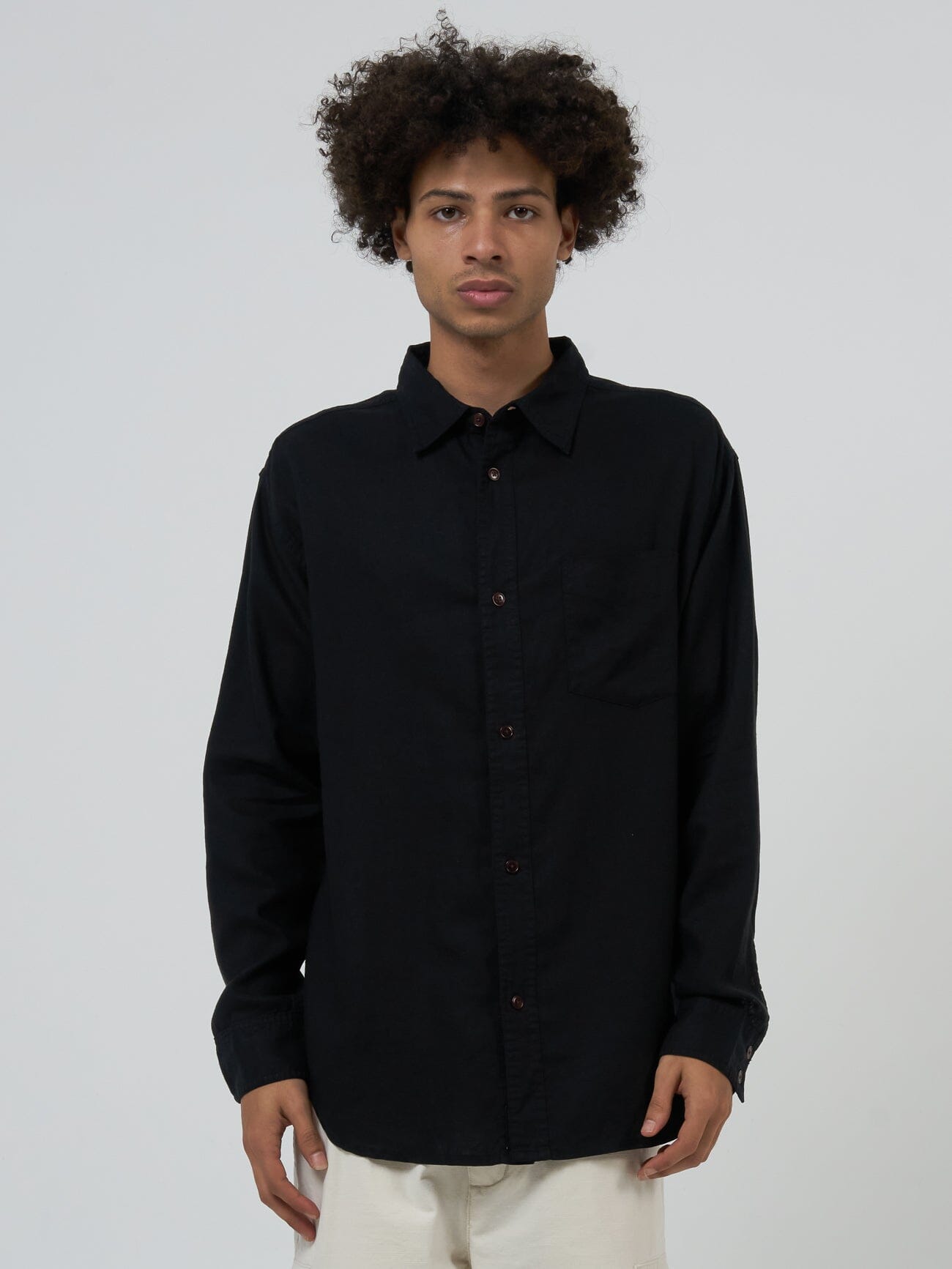 Hemp Minimal Thrills Oversize Long Sleeve Shirt - Black