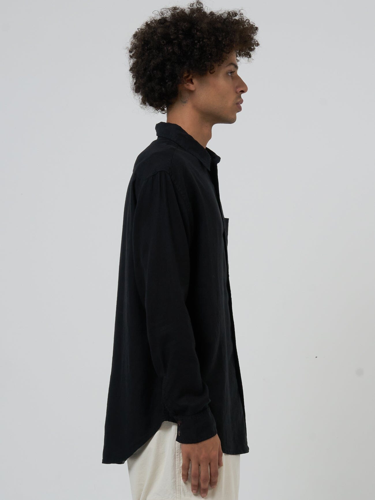 Hemp Minimal Thrills Oversize Long Sleeve Shirt - Black