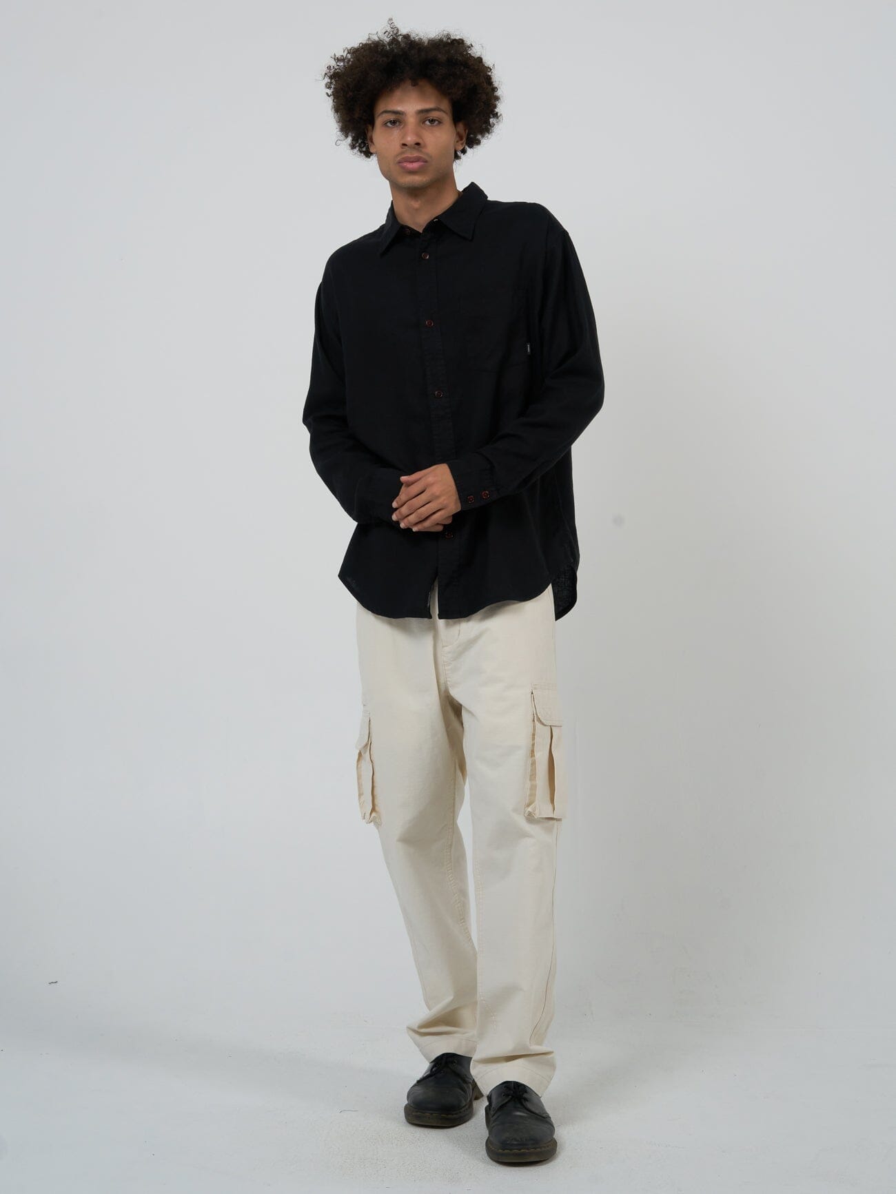 Hemp Minimal Thrills Oversize Long Sleeve Shirt - Black