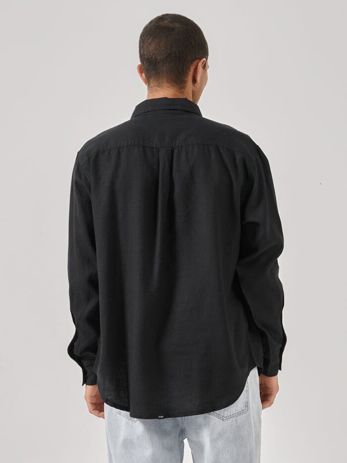 Hemp Minimal Thrills Oversize Long Sleeve Shirt - Black