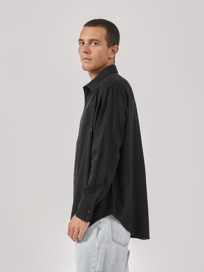 Hemp Minimal Thrills Oversize Long Sleeve Shirt - Black