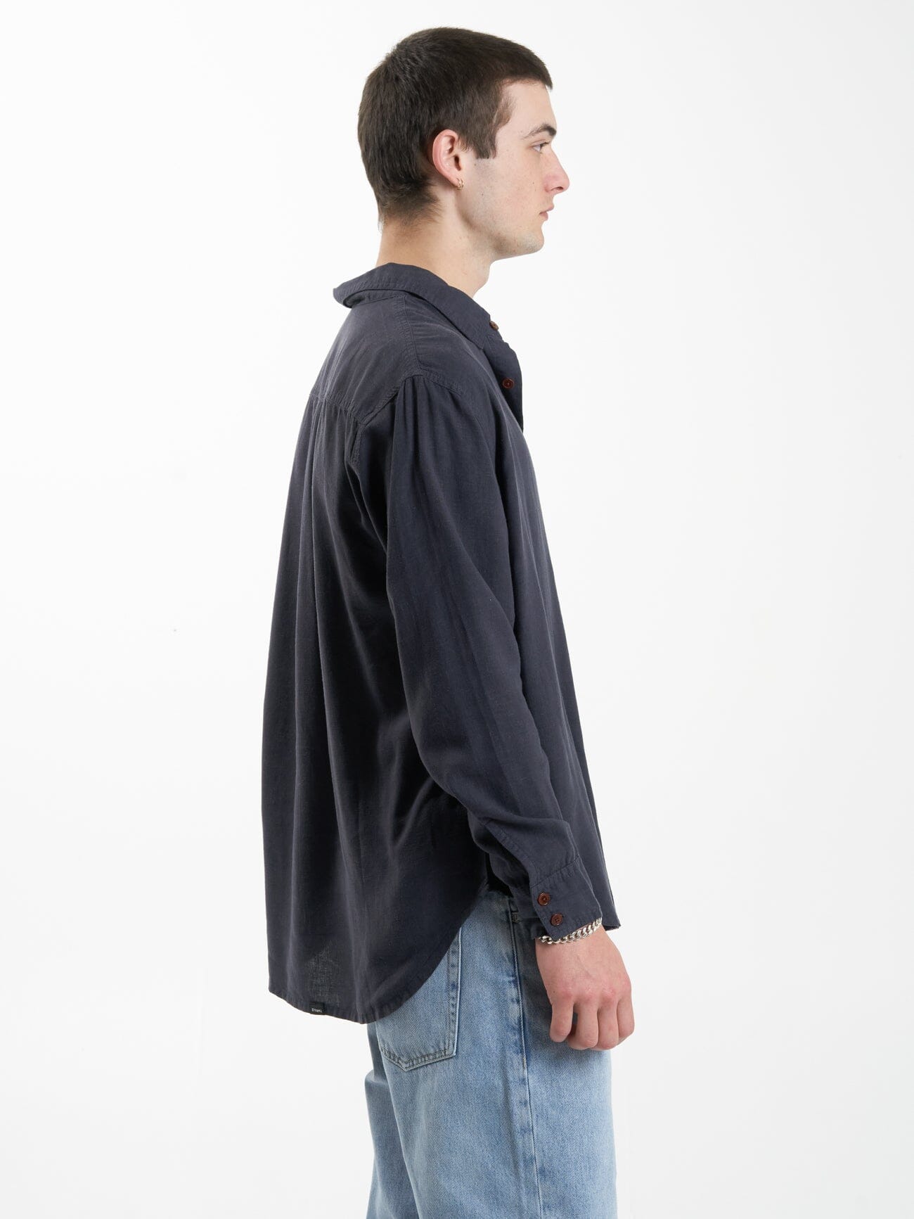 Hemp Minimal Thrills Oversize Long Sleeve Shirt - Slate