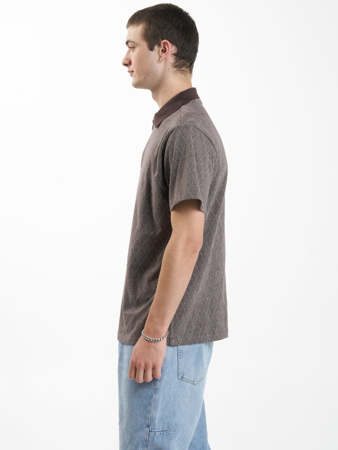 Linked Quarter Zip Polo - Chocolate Plum