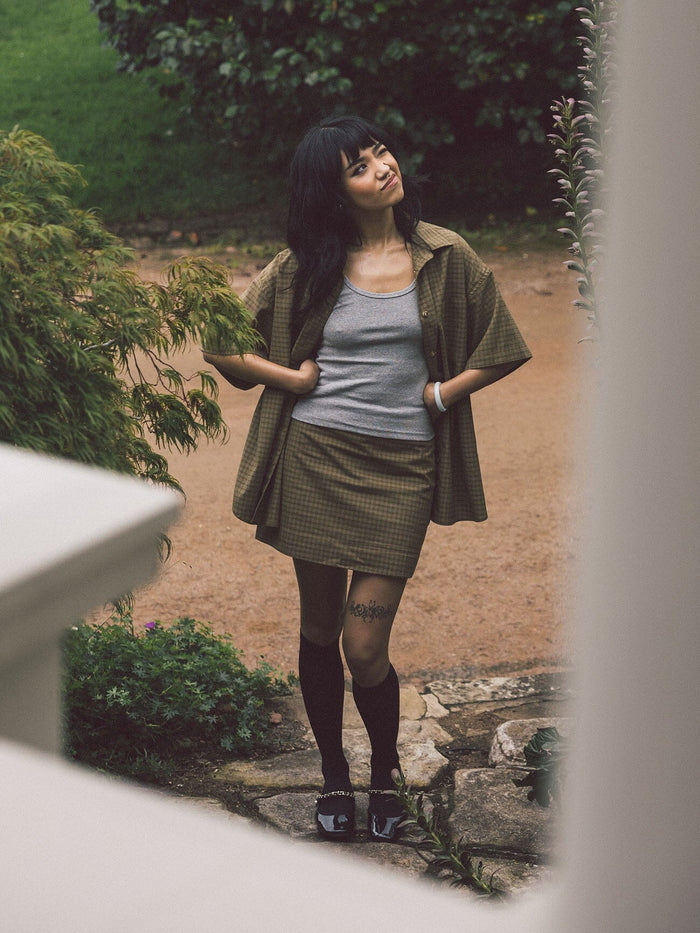 Dawson Plaid Skirt - Mustard Gold