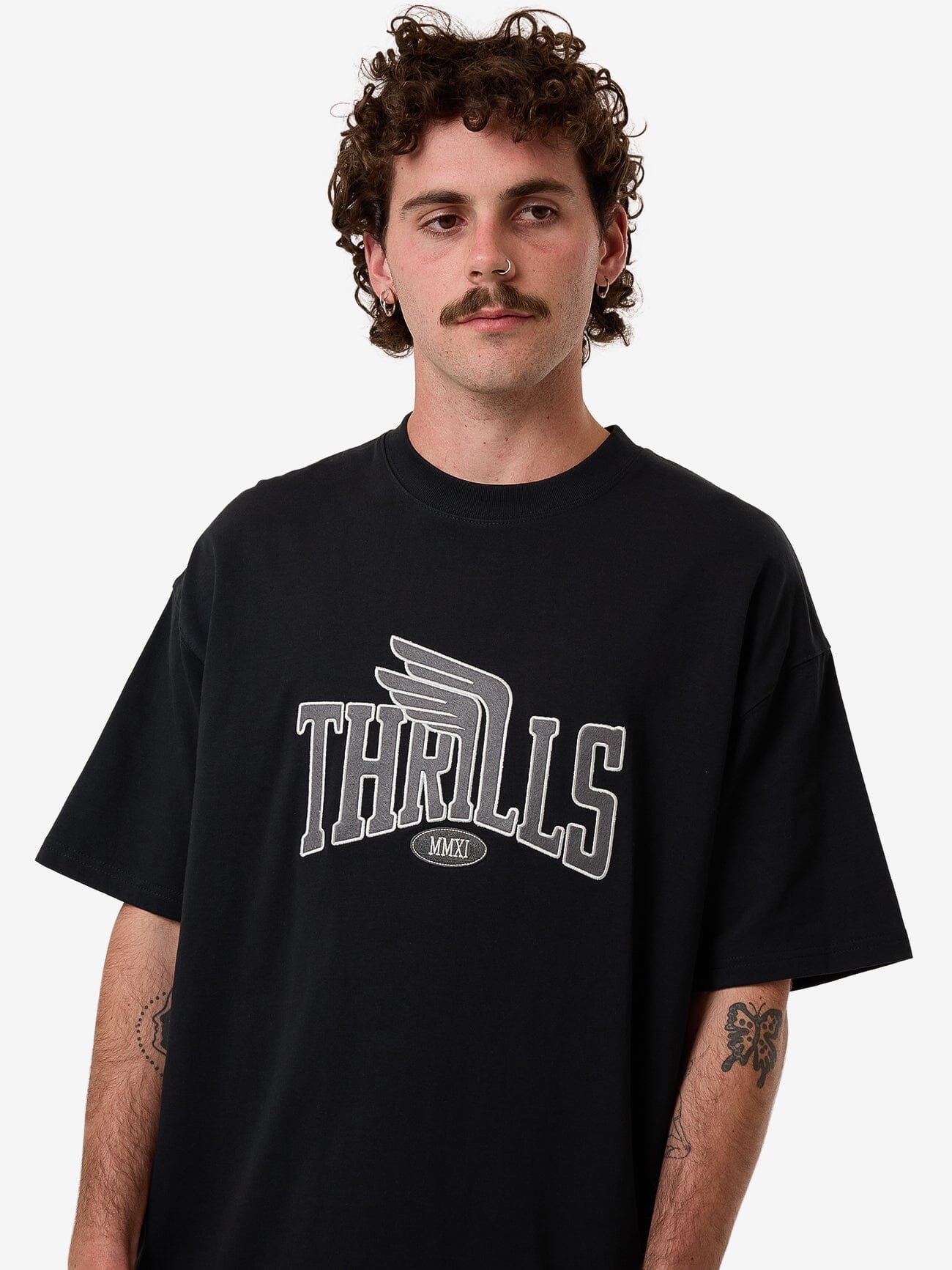 Born To Fly Box Fit Oversize Tee - Washed Black XS