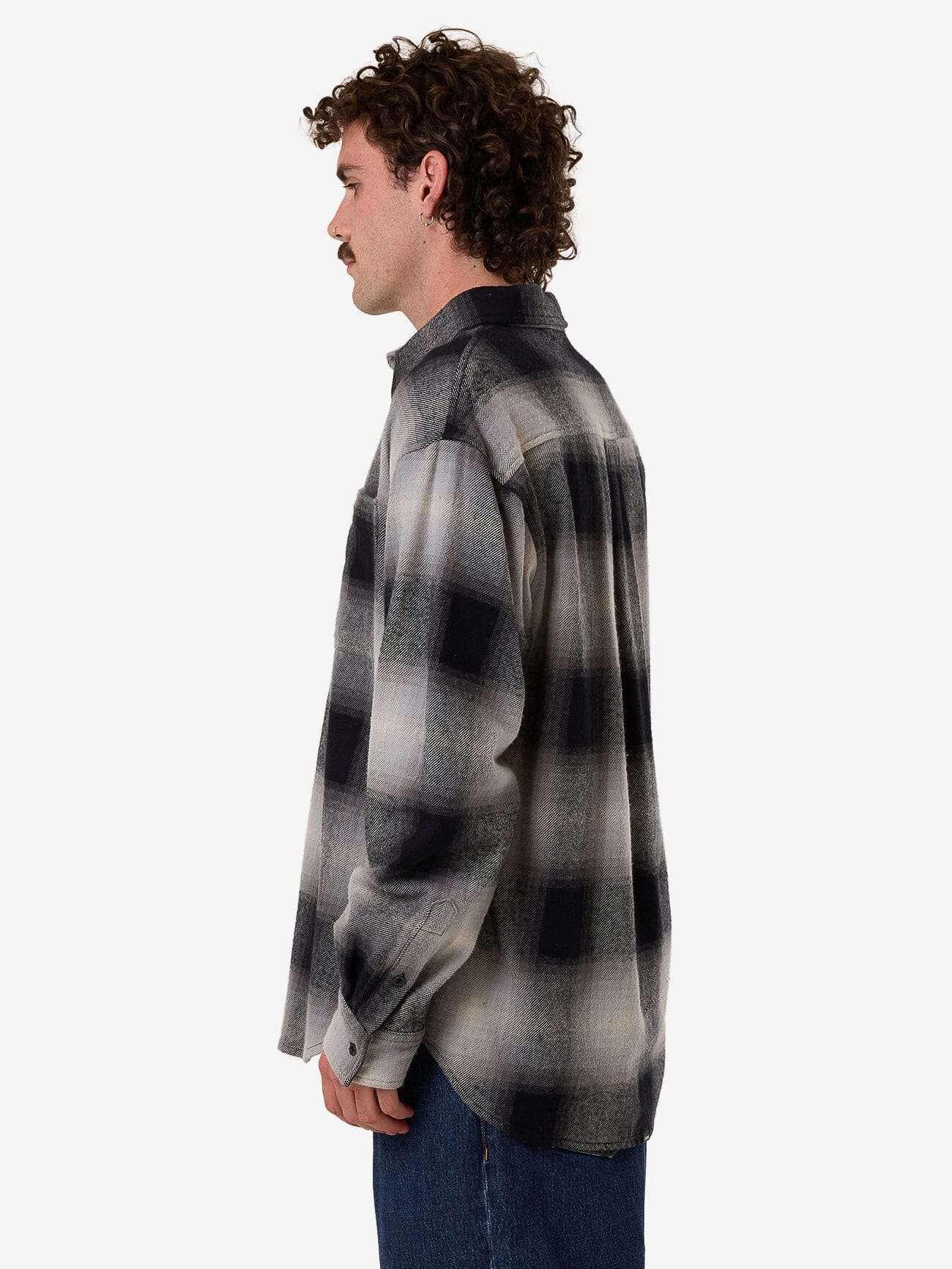 Barrio Long Sleeve Flannel Shirt - Black XS