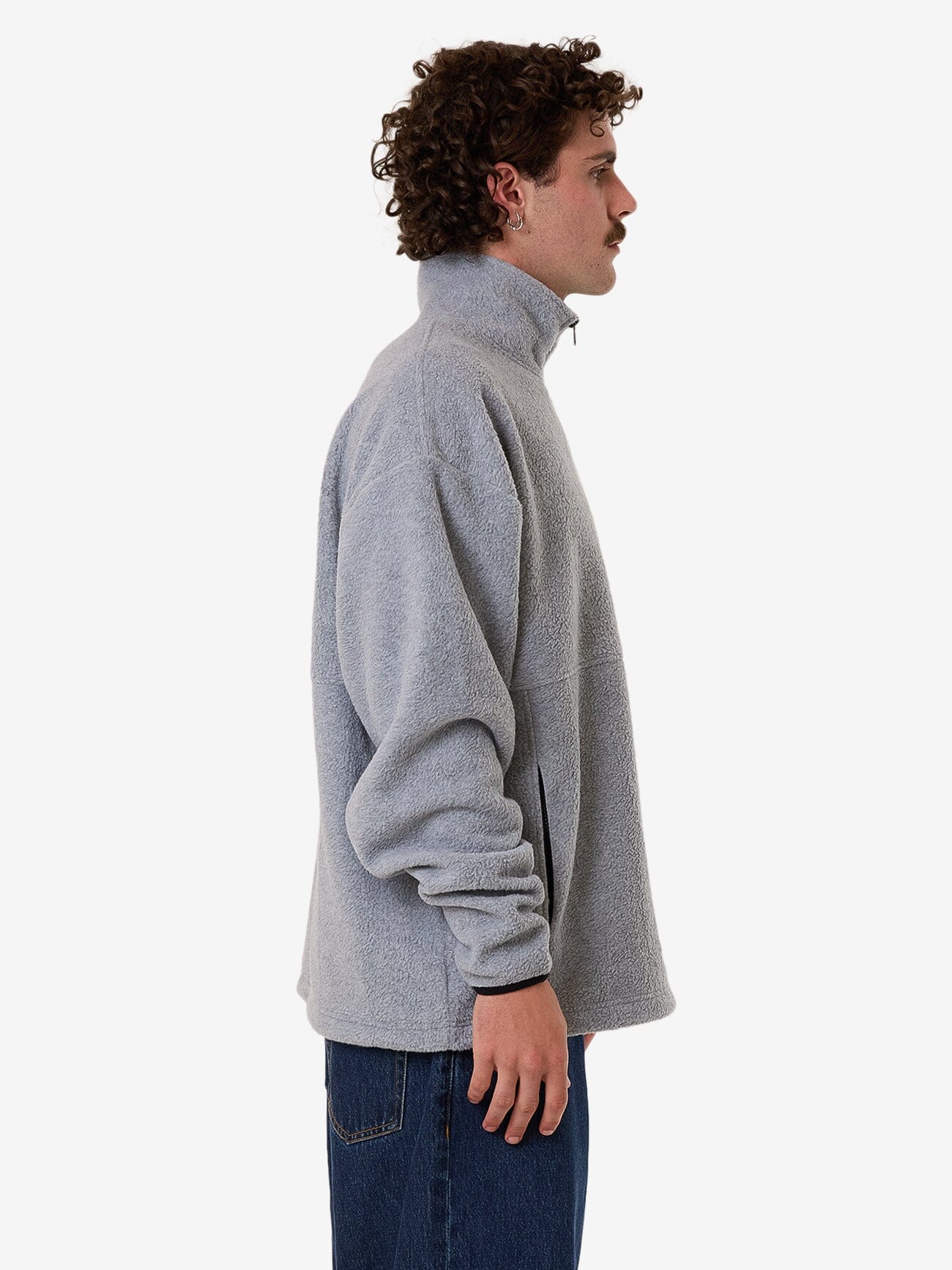 On The Range Quarter Zip Polar Fleece - White Marle XS