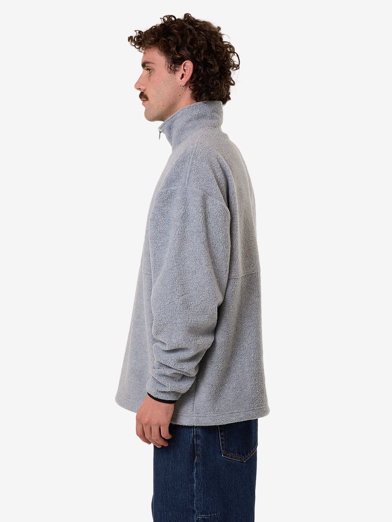 On The Range Quarter Zip Polar Fleece - White Marle XS