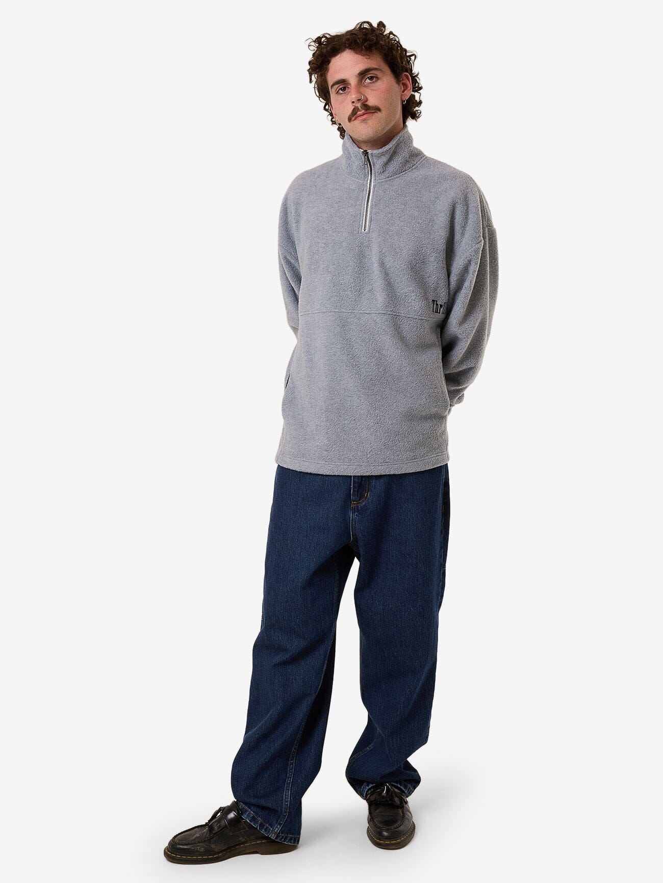 On The Range Quarter Zip Polar Fleece - White Marle XS