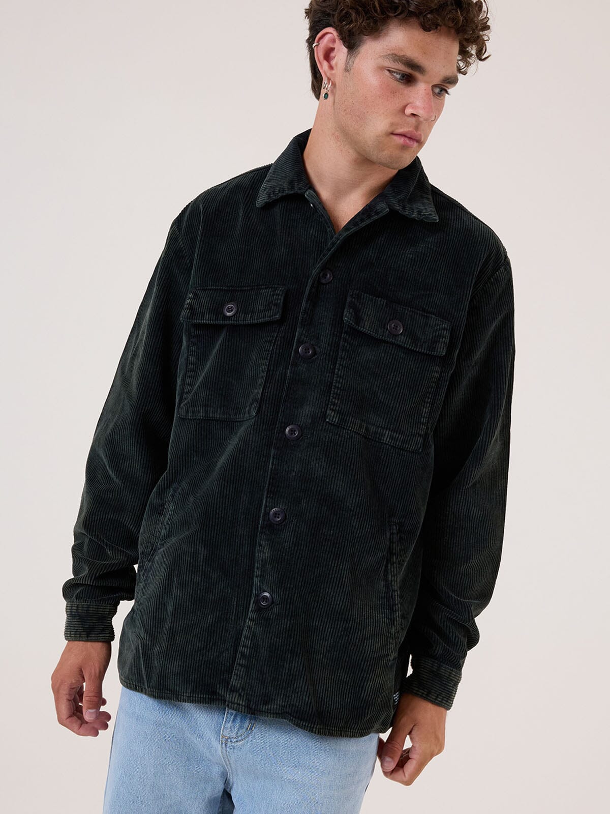 Thrills Reality Long Overshirt - Black - Turkish Coffee XS