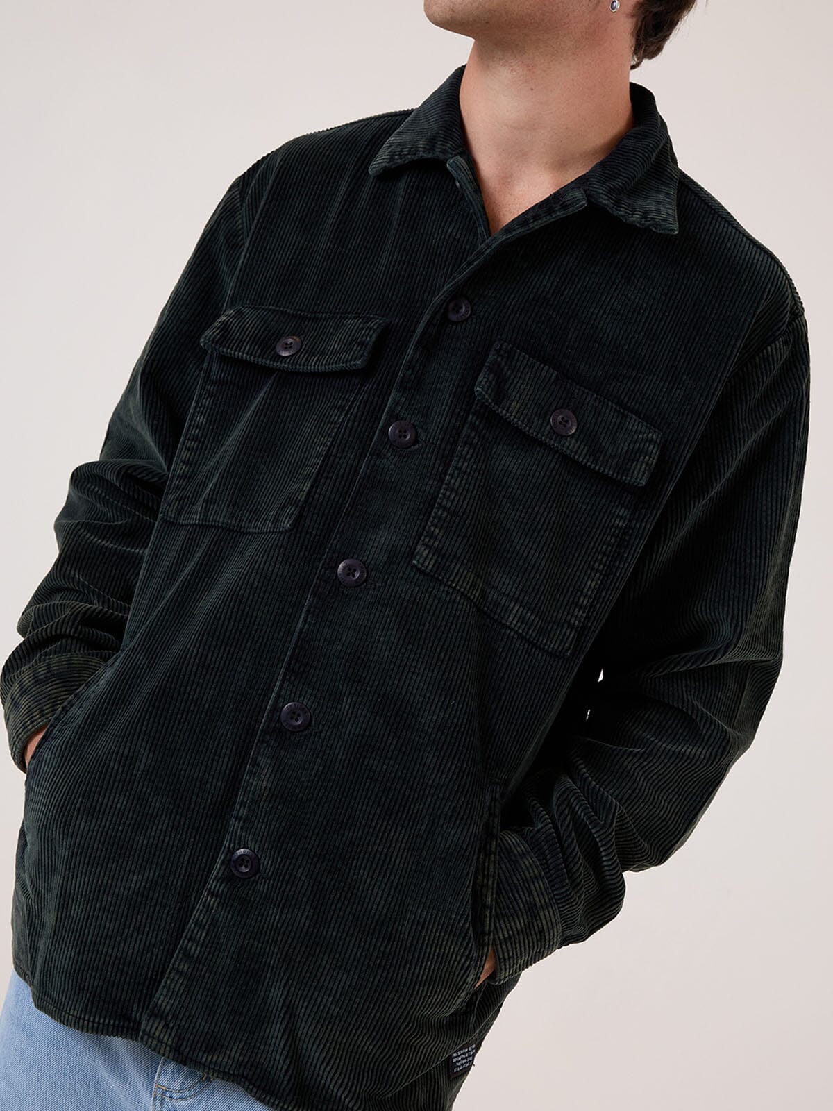 Thrills Reality Long Overshirt - Black - Turkish Coffee XS