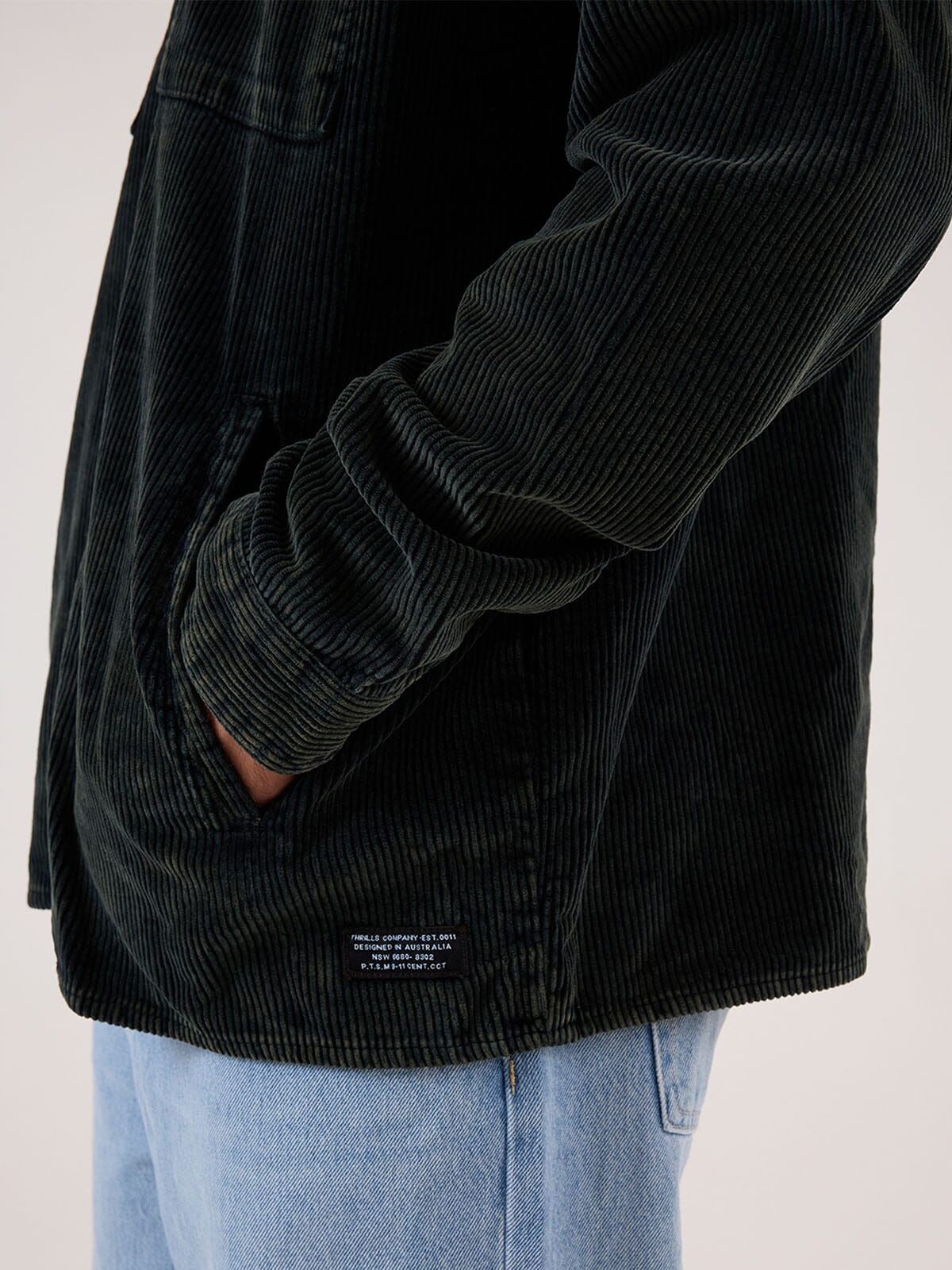 Thrills Reality Long Overshirt - Black - Turkish Coffee XS