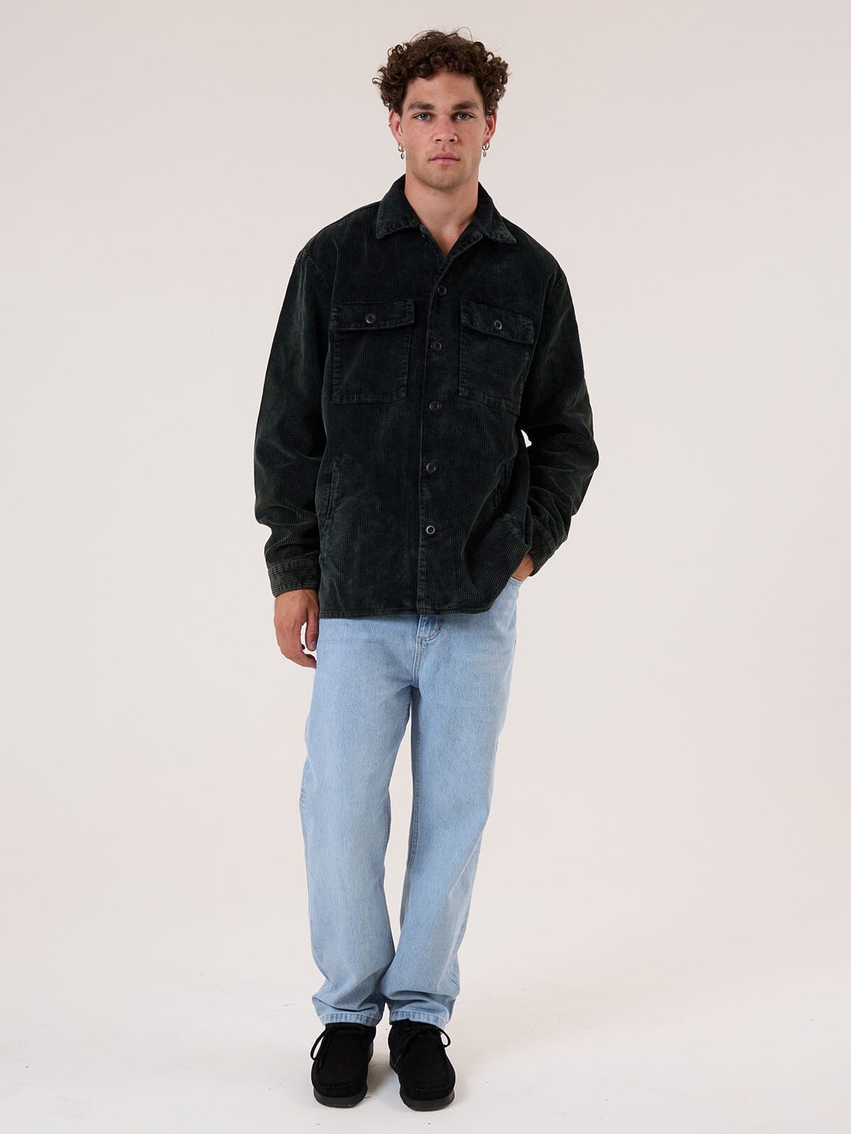 Thrills Reality Long Overshirt - Black - Turkish Coffee XS
