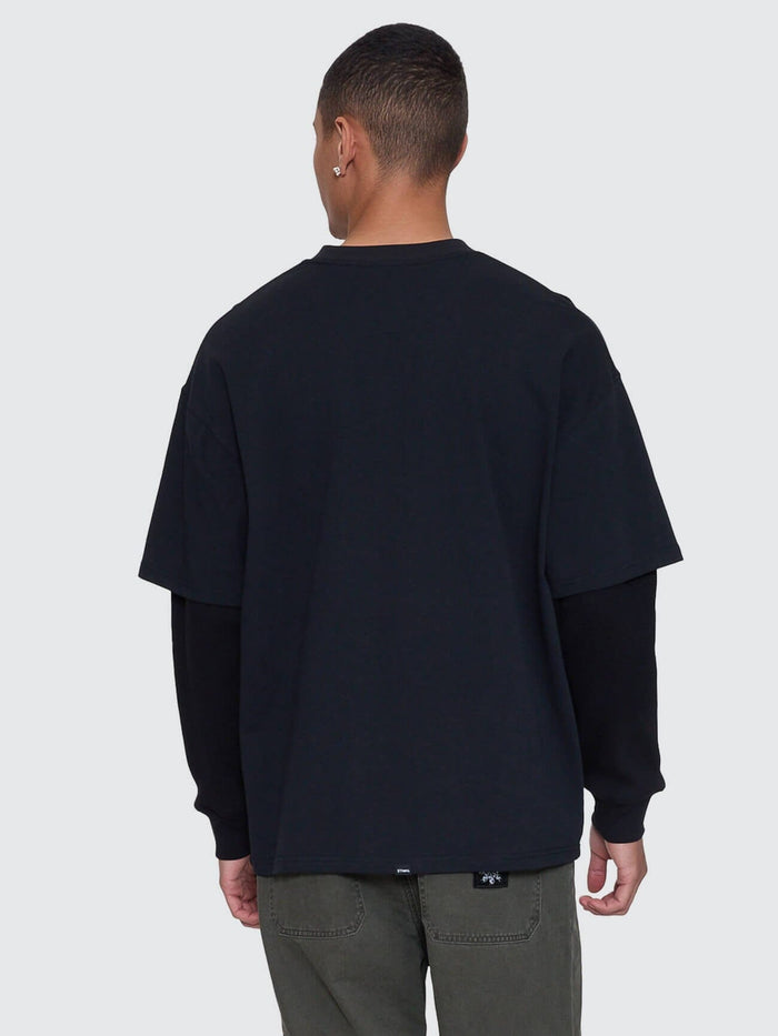 Web Of Deceit Layer Box Crop Oversize Long Sleeve Tee - Faded Black XS