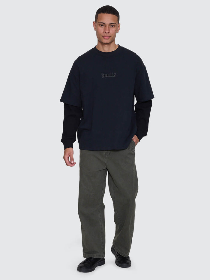 Web Of Deceit Layer Box Crop Oversize Long Sleeve Tee - Faded Black XS