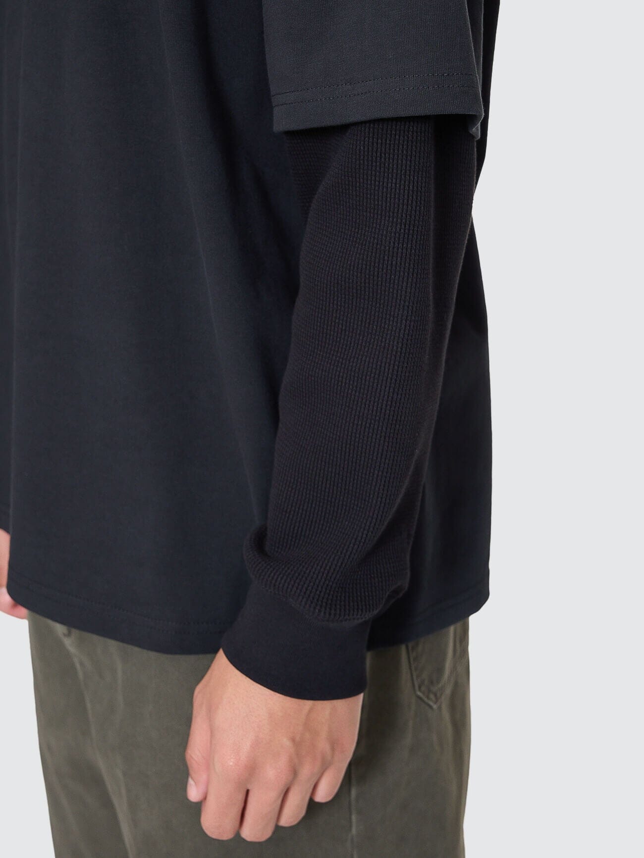 Web Of Deceit Layer Box Crop Oversize Long Sleeve Tee - Faded Black XS