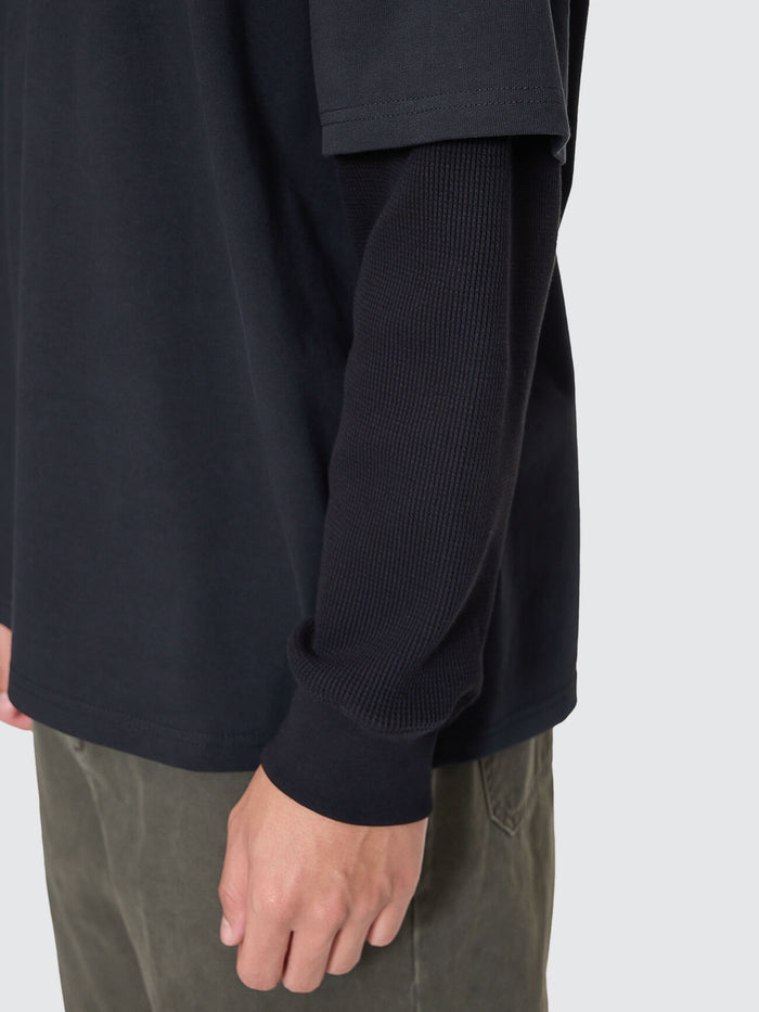 Web Of Deceit Layer Box Crop Oversize Long Sleeve Tee - Faded Black XS