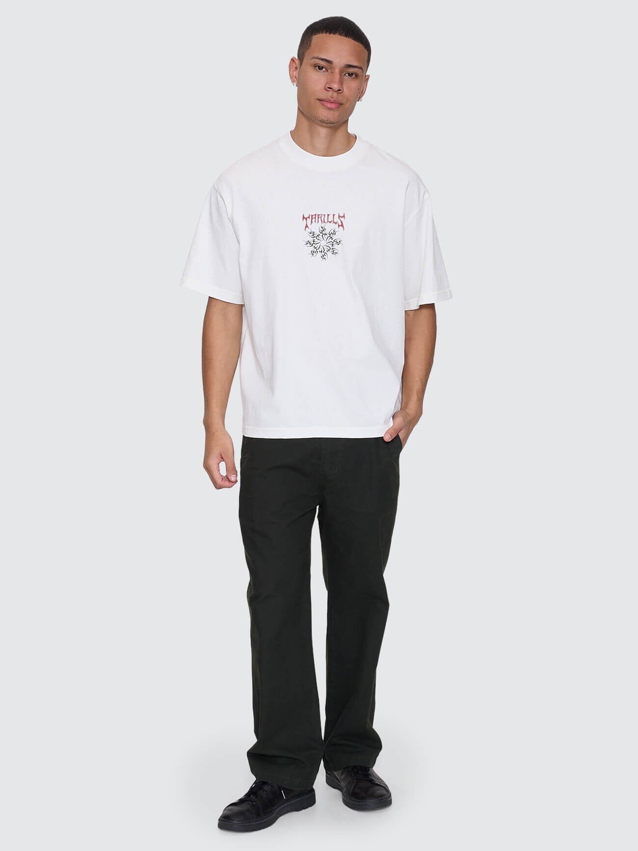 Stagger Box Fit Oversize Cropped Tee - Snow White XS