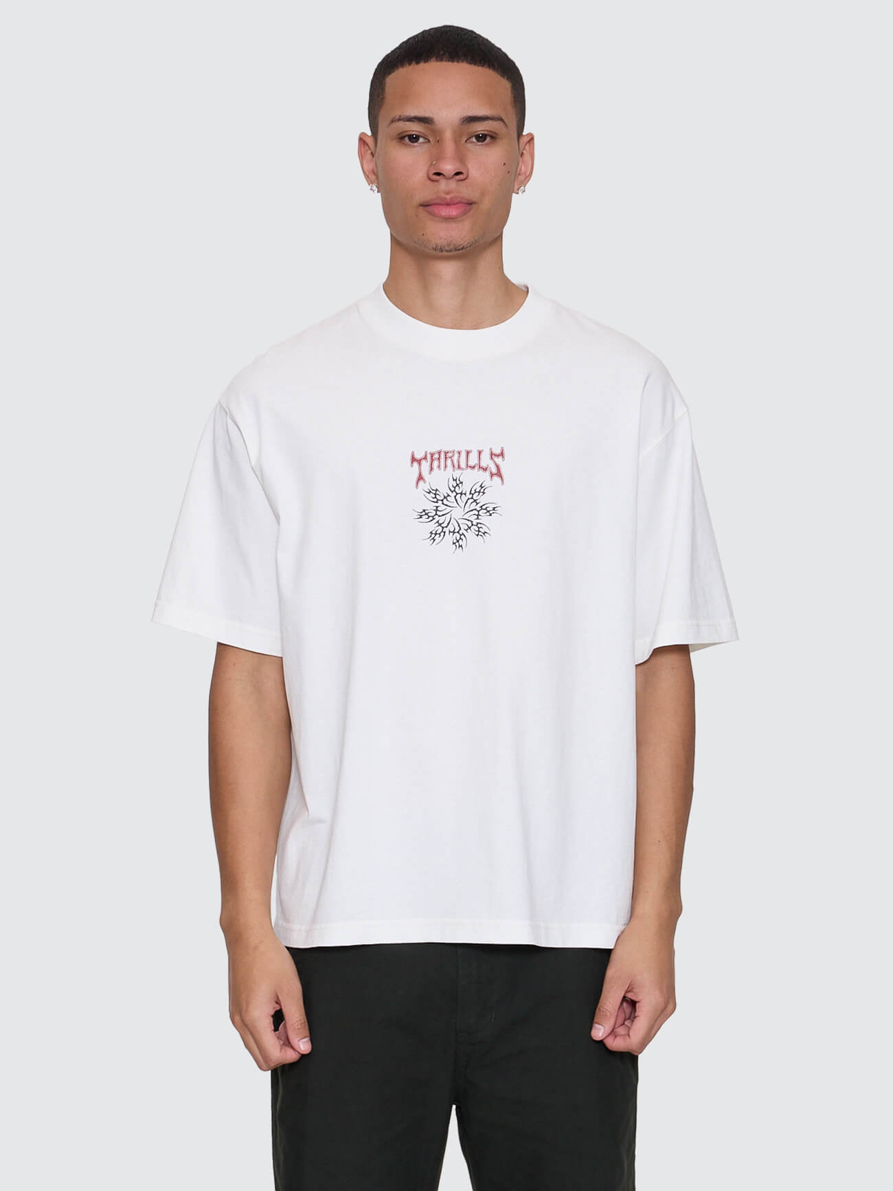 Stagger Box Fit Oversize Cropped Tee - Snow White XS