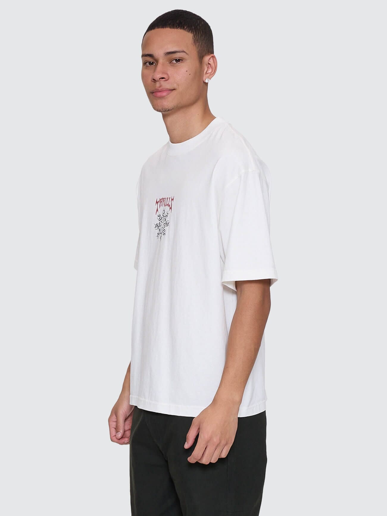 Stagger Box Fit Oversize Cropped Tee - Snow White XS