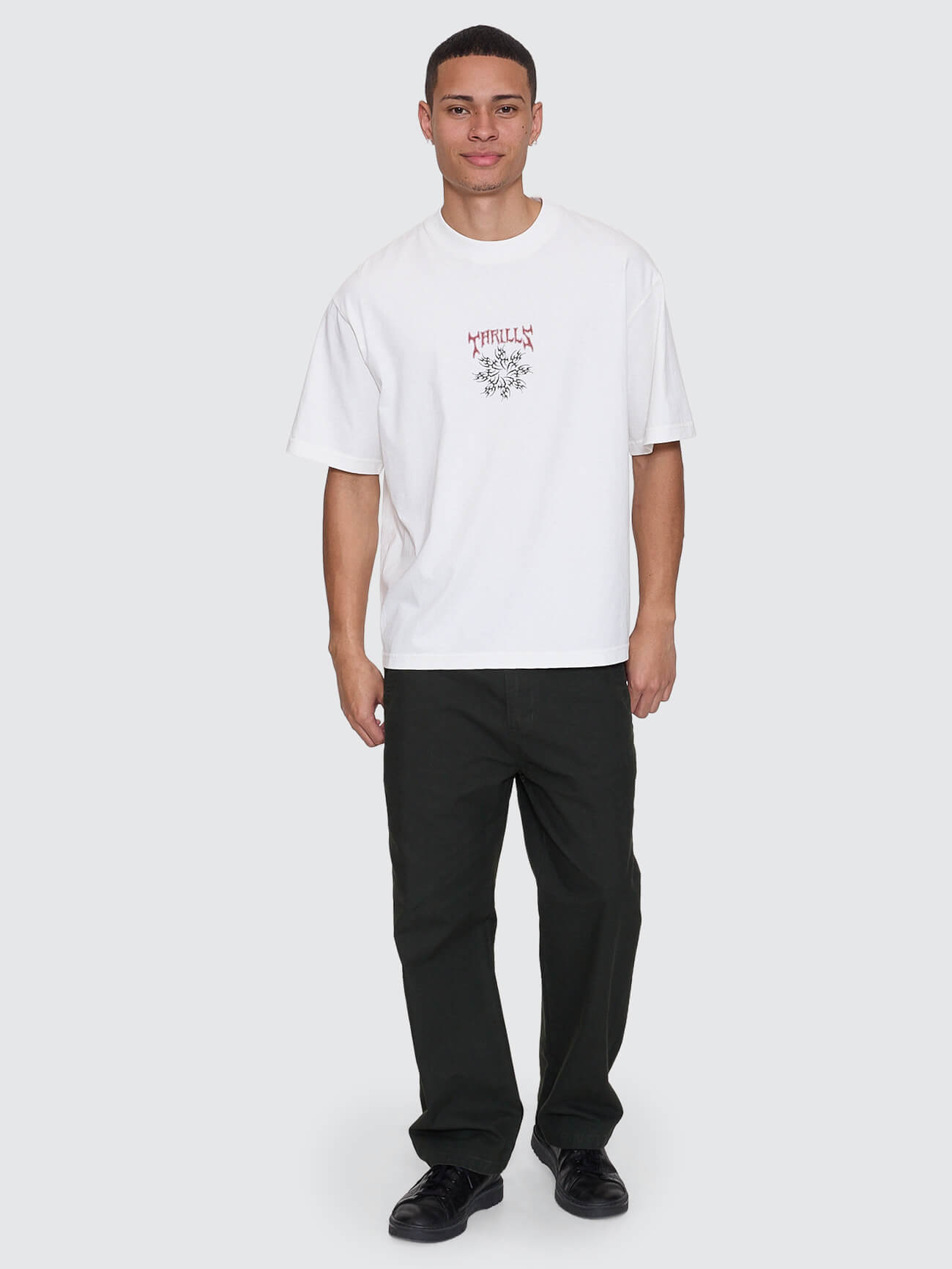 Stagger Box Fit Oversize Cropped Tee - Snow White XS