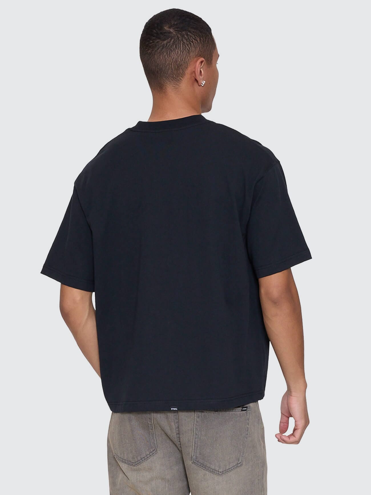 Stagger Box Fit Oversize Cropped Tee - Washed Black XS