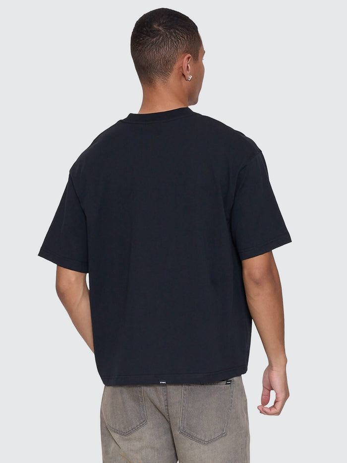 Stagger Box Fit Oversize Cropped Tee - Washed Black XS